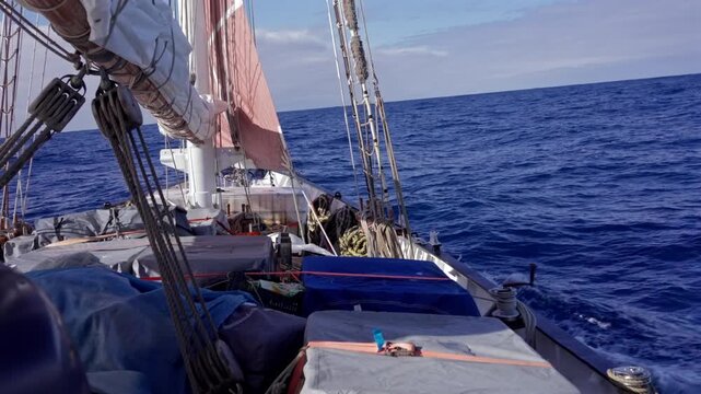 Sailing Ship Deck in Open Ocean