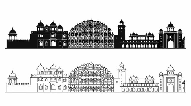 Jaipur City Skyline Silhouette Vector Illustration