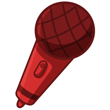Red Handheld Microphone Vector Illustration