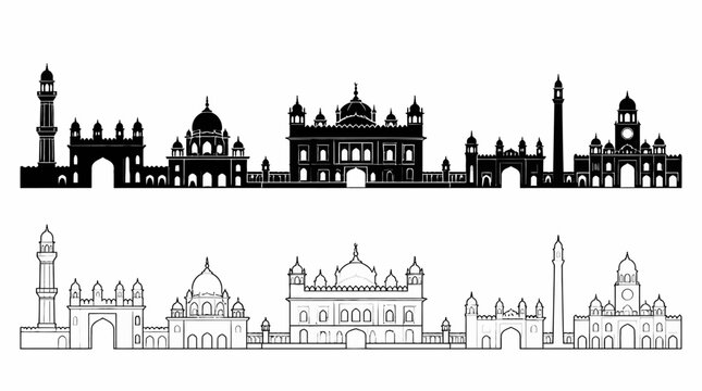 Lahore City Skyline Silhouette Vector Illustration