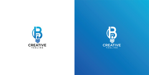 Modern Minimalist Letter B Lightbulb Logo Template for Creative Agency and Innovation Business Identity © micky_adb02