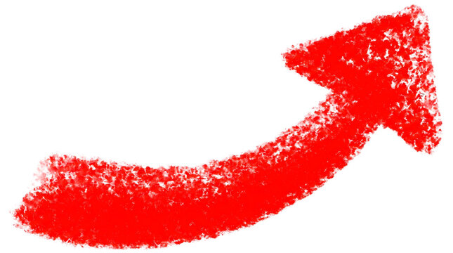 Red Crayon Curved Arrow Up PNG
