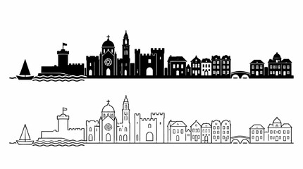 Obraz premium Rhodes City Skyline Silhouette Vector Illustration