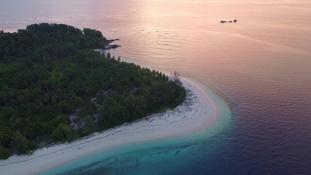 Aerial View of Tropical Island at Sunrise