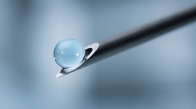 Spherical liquid oxygen drop needle showcasing modern professional aesthetic highly detailed