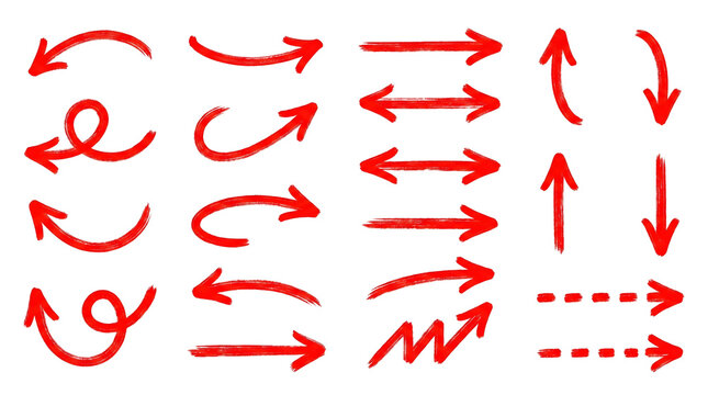 Red Hand Drawn Arrow Collection PNG

