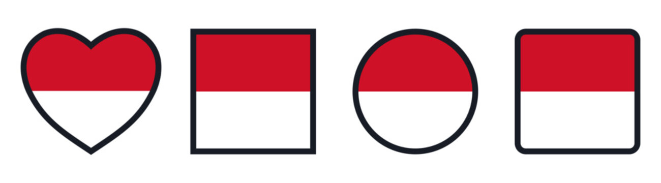 National flag of Monaco Geometric Shapes Icons vector illustration