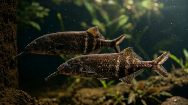 two elephant fish underwater close up in zambezi river video