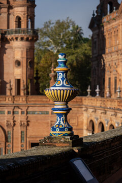Azulejo Finial At Plaza De Espana In Seville