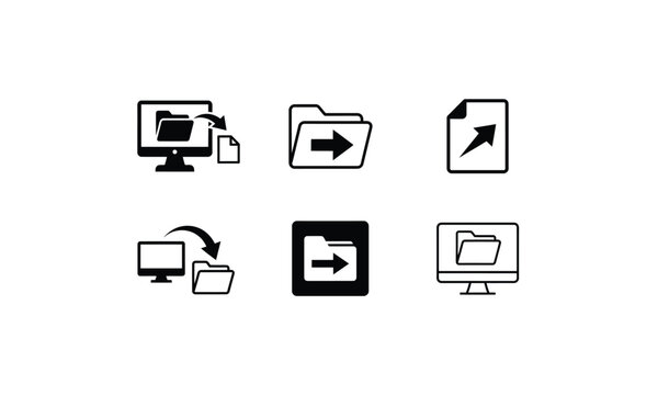 Collection of folder and computer screen data export icons.