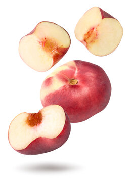 peach fruit isolated on white background. clipping path
