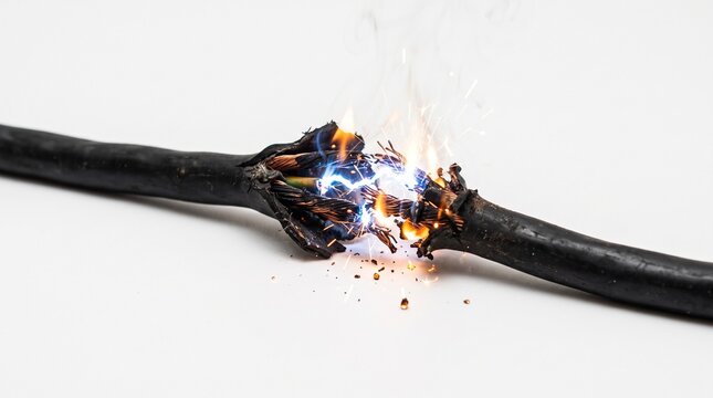 Burning Electrical Cable Short Circuit Fire Hazard