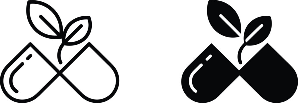 Natural medical capsule icon set vector illustration