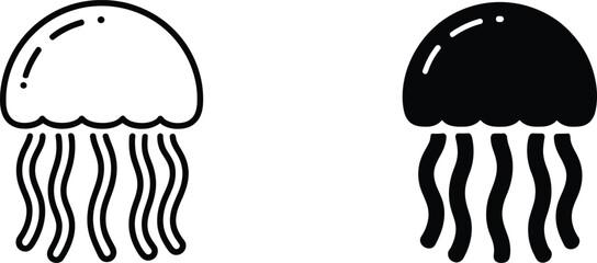 Jellyfish sea creature icon set vector illustration © Rubi