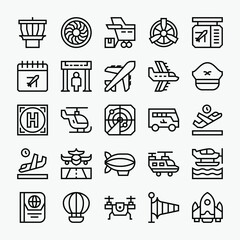 Aviation and Aircraft Outline Icon Pack © aditvest