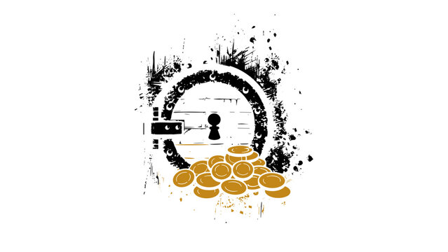 Secure Savings Padlock with Gold Coins Vector Icon Isolated on Transparent Background