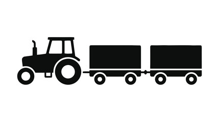 Fototapeta premium Vector illustration of tractor with two trailers icon on a transparent background