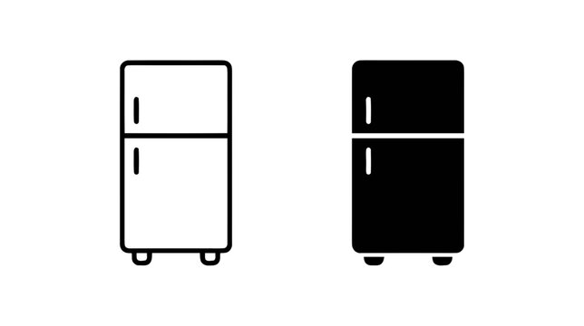 Vector illustration of refrigerator icon set outline and solid fridge symbols on a transparent background
