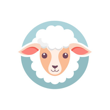 Cute cartoon sheep face vector illustration