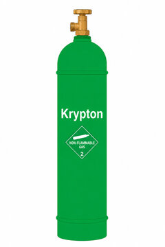 Vector illustration of krypton gas cylinder with white background