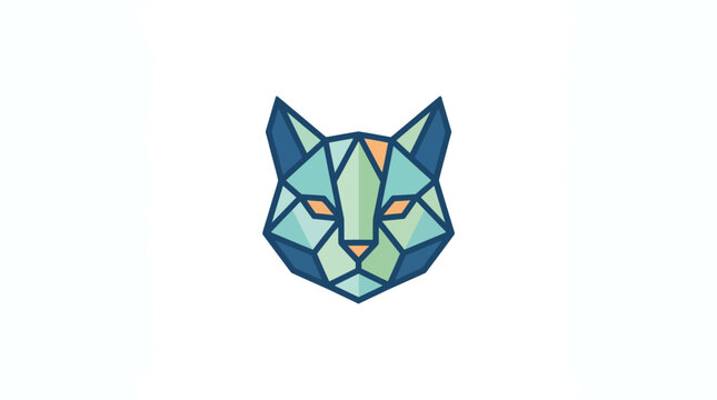 Green and blue faceted cat head icon