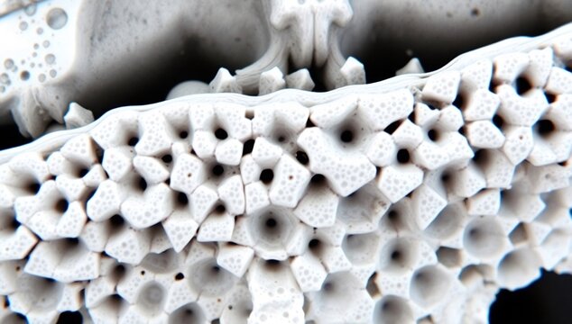 Microscopic view of porous trabecular bone tissue structure
