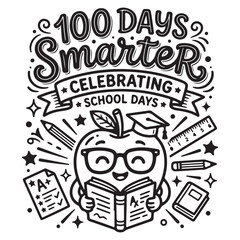 Fototapeta premium 100 Days Smarter Celebrating School Days Education Vector