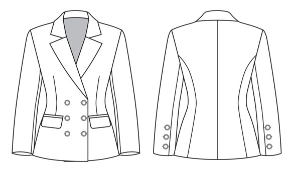 Tailored fitted jacket technical fashion illustration