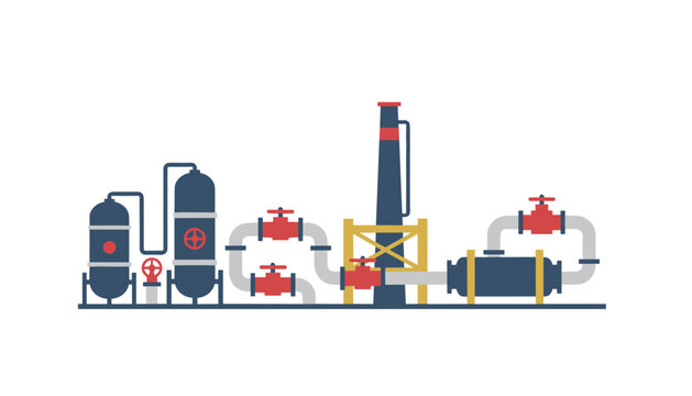 Complex piping infrastructure with manual valves connected to tanks and industrial equipment for heavy manufacturing and chemical processing.