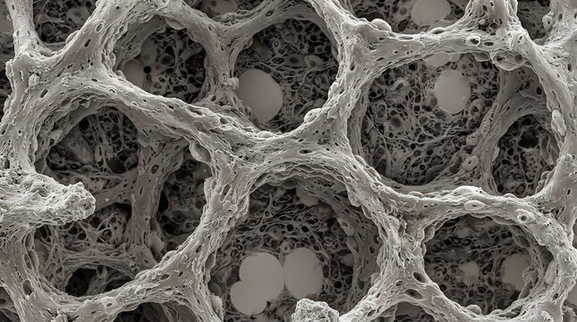 Microscopic view of spongy bone trabeculae structure