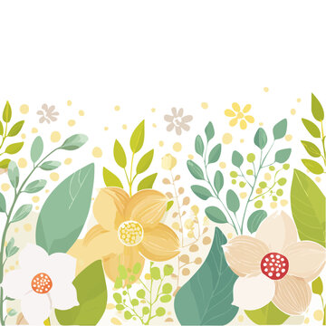 Seamless floral pattern with flowers and leaves