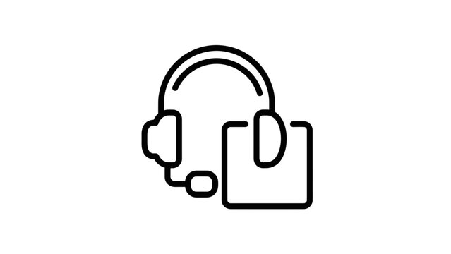 Customer support headset and computer icon, online service and communication concept