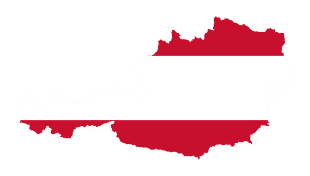 Austria Map Silhouette with National Flag