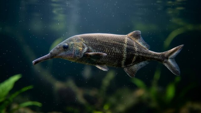 elephant fish underwater in zambezi river at soft morning light close up video