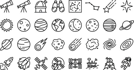 Space and Astronomy Outline Icon Set © Natural flower 