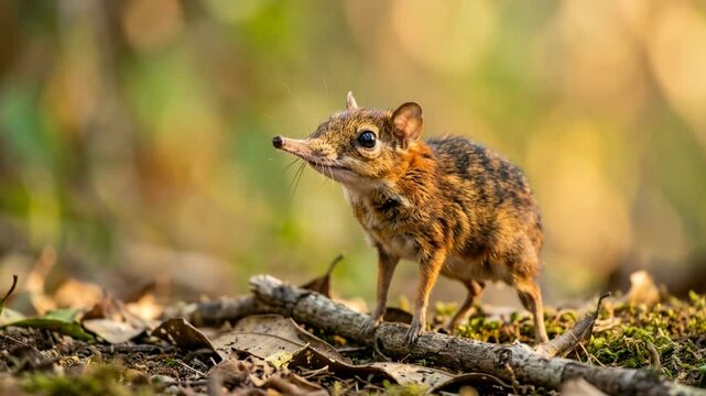 eastern rock elephant shrew close-up in soft morning light in serengeti video
