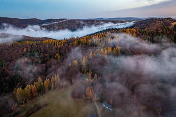 Wierchomla, Małopolska, Sądeckie, jesień widok z powietrza. © Maciej G. Szling