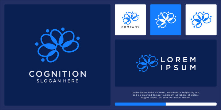 Cognition logo design template abstract brain