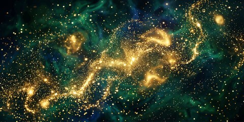 Abstract glowing light background with stars and nebula in deep space cosmic night sky with galaxy and constellation fantasy universe illustration © YEASMIN