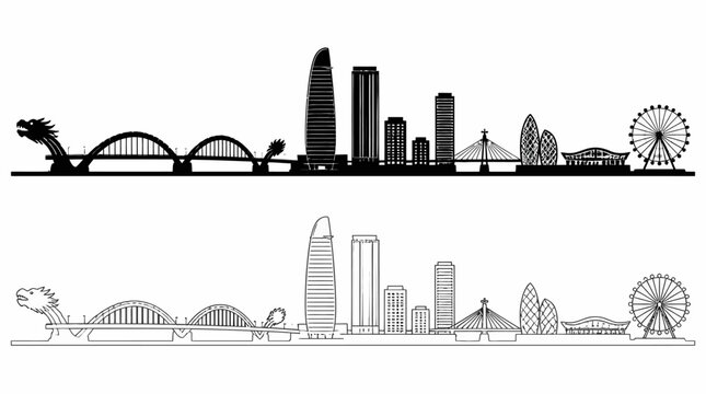 Da Nang City Skyline Silhouette Vector Illustration