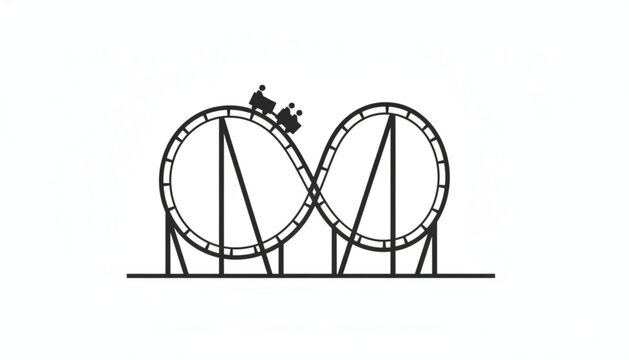Thrilling roller coaster ride featuring a looping track with a carriage full of passengers as an exciting symbol for amusement park attractions.
