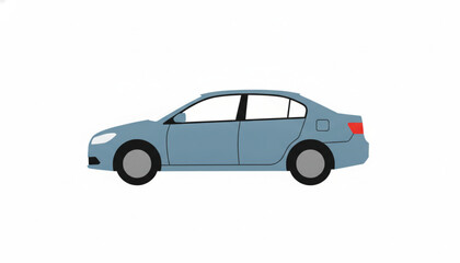 Fototapeta premium Side profile view of a simple blue sedan car showing wheels and windows in a flat vector illustration style on a white background.