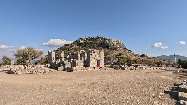 Landscape of ancient Byzantine church and archaeological site