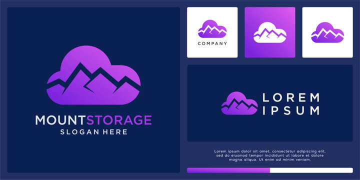 Mountain storage logo design with cloud