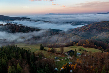 Wierchomla, Małopolska, Sądeckie, jesień widok z powietrza. © Maciej G. Szling