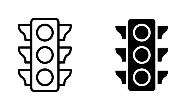 Traffic Light Icons, Signal Lights, Stop Go Symbols, Urban Navigation, Road Safety, Transportation Control, Vector Graphics