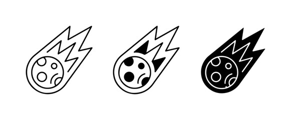 Meteor Icons Set, Falling Space Rock Graphics, Cosmic Event Symbols, Celestial Body Vector Art © Fatiha