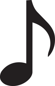 Single eighth note silhouette on a white background