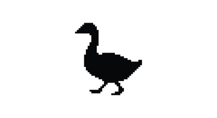 Pixelated goose silhouette against a white background a digital graphic design © MdGolam