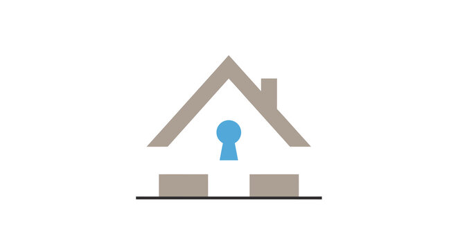 House shaped Silhouette With Keyhole Flat Vector Illustration